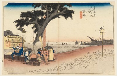 Casa de té Fukuroi, en Las cincuenta y tres estaciones del camino de Tokaido (Tokaido Gojusan Tsugi-no Uchi) de Ando Hiroshige