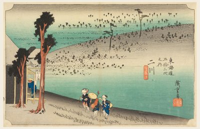 Casa de té Futagawa, en Las cincuenta y tres estaciones del camino Tokaido (Tokaido Gojusan Tsugi-no Uchi) de Ando Hiroshige
