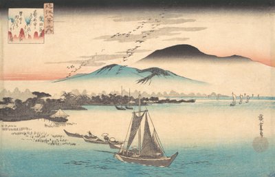 Gansos volando hacia Katada de Ando Hiroshige