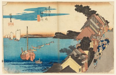 Vista desde la cima de la colina, en Las cincuenta y tres estaciones del camino Tokaido (Kanagawa, Dai-no-kei Tokaido Gojusan Tsugi-no Uchi) de Ando Hiroshige