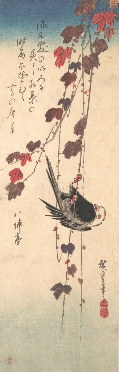 Mito de cola larga en hiedra otoñal, ca. 1835 de Ando Hiroshige