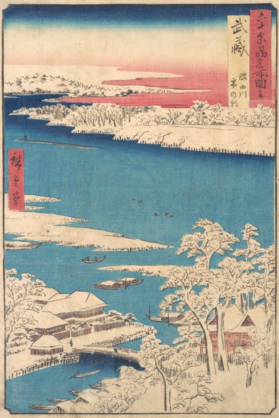 Mañana después de una nevada, el río Sumida, provincia de Musashi, de la serie Vistas de Ando Hiroshige