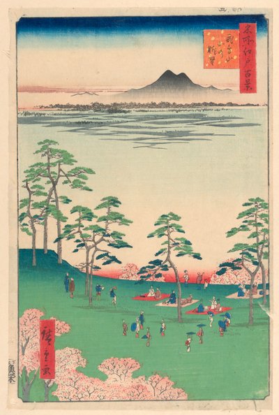 Vista hacia el norte desde la colina Askua (Askua-yama Kita no Chobo) de la serie Cien vistas famosas de Edo de Ando Hiroshige