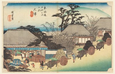 Fuente de la Casa de Té de Otsu, en Las Cincuenta y Tres Estaciones del Camino Tokaido (Tokaido Gojusan Tsugi-no Uchi) de Ando Hiroshige