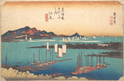 Panorama del Bosque de Pinos Miwo desde Ejiri, 1834 de Ando Hiroshige