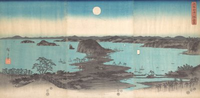 Panorama de las Ocho Vistas de Kanasawa bajo la Luna Llena de Ando Hiroshige