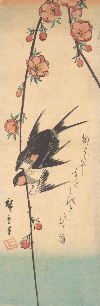 Flores de peral y golondrinas, ca. 1840 de Ando Hiroshige