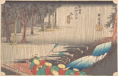 Lluvia de primavera en Tsuchiyama, 50ª estación del Tokaido, siglo XIX de Ando Hiroshige
