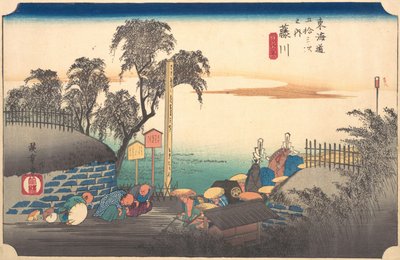 Estación Treinta y Ocho: Fujikawa, escena en la frontera, de las Cincuenta y Tres Estaciones, ca. 1833-34 de Ando Hiroshige