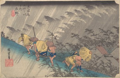 Lluvia repentina en Shono, de la serie Cincuenta y tres estaciones del Tokaido, 1834-35 de Ando Hiroshige