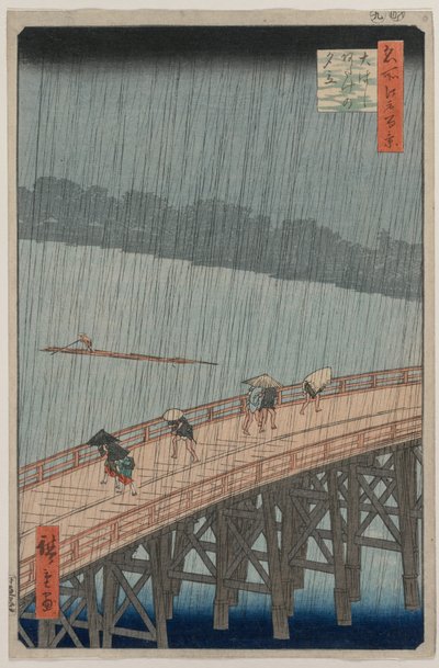 Lluvia Repentina sobre el Puente Shin-Ohashi y Atake..., 1857 de Ando Hiroshige