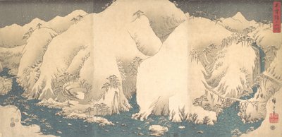 Las montañas Kiso en la nieve, fechado en el octavo mes del año de la Serpiente, 1857 de Ando Hiroshige
