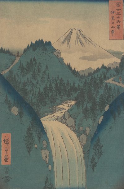 Vista del monte Fuji desde las montañas en la provincia de Izu, de la serie..., 1858 de Ando Hiroshige