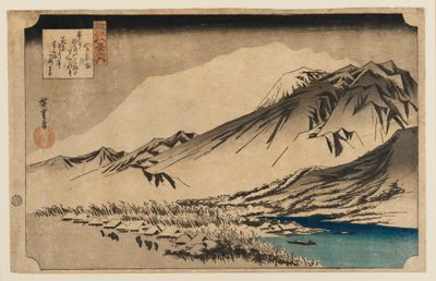 Grabado en madera - Nieve vespertina en el Monte Hira, 1797-1858 de Ando Hiroshige