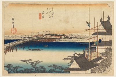 Yoshida (Puente Toyokawa), en Las Cincuenta y Tres Estaciones del Camino Tokaido de Ando Hiroshige