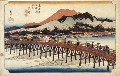 (Figuras que cruzan el puente) de Ando or Utagawa Hiroshige