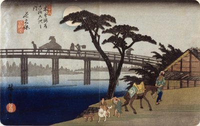 (Siluetas grises en el puente) de Ando or Utagawa Hiroshige