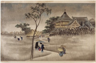 (Edificio grande con casetas debajo) (Igual que 17.218) de Ando or Utagawa Hiroshige