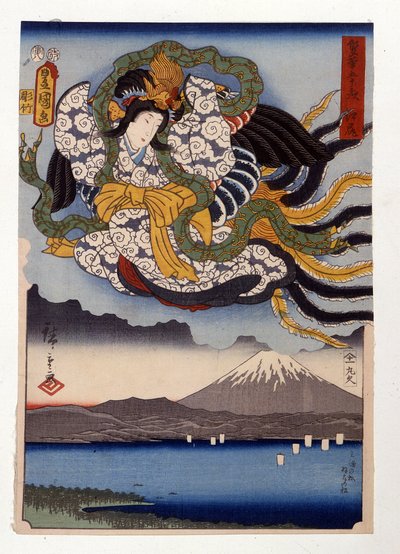 Amaterasu la diosa del Sol en el Monte Fuji de Ando or Utagawa Hiroshige
