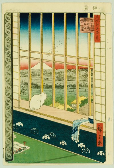Campos de arroz de Asakusa durante el festival del gallo de Ando or Utagawa Hiroshige