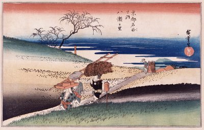En el pueblo de Yase, de la serie "Lugares famosos de Kioto" de Ando or Utagawa Hiroshige