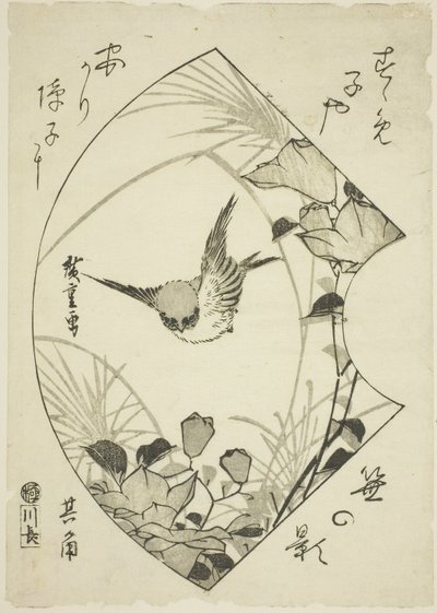 Flor de otoño y gorrión, c.1835 (xilografía; koban) de Ando or Utagawa Hiroshige