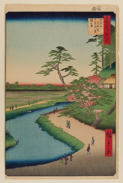 Ermita de Basho y Colina de la Camelia en el acueducto de Kanda en Sekiguchi de Ando or Utagawa Hiroshige