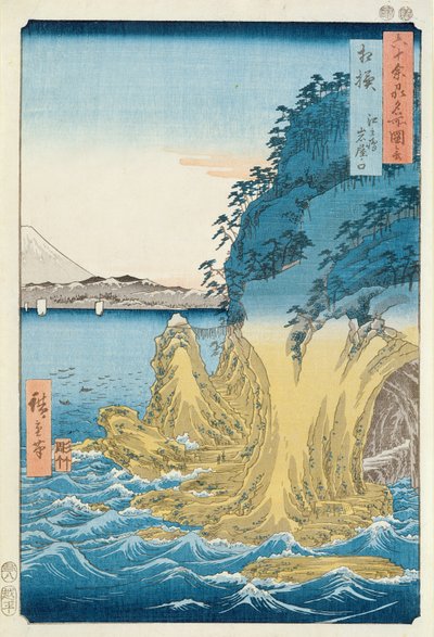 Cuevas en Enoshima, provincia de Sagami de Ando or Utagawa Hiroshige