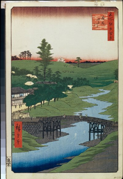 Cien vistas famosas de Edo: Hiroo en el río Furukawa de Ando or Utagawa Hiroshige