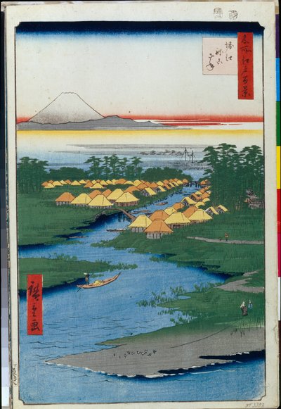 Cien vistas famosas de Edo: Horie y Nekozane de Ando or Utagawa Hiroshige