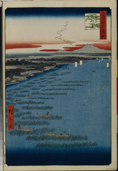 Cien vistas famosas de Edo: Minami Shinagawa y la costa de Samezu de Ando or Utagawa Hiroshige