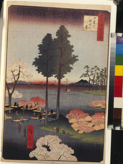 Cien vistas famosas de Edo: Acantilado Suwa en Nippori de Ando or Utagawa Hiroshige