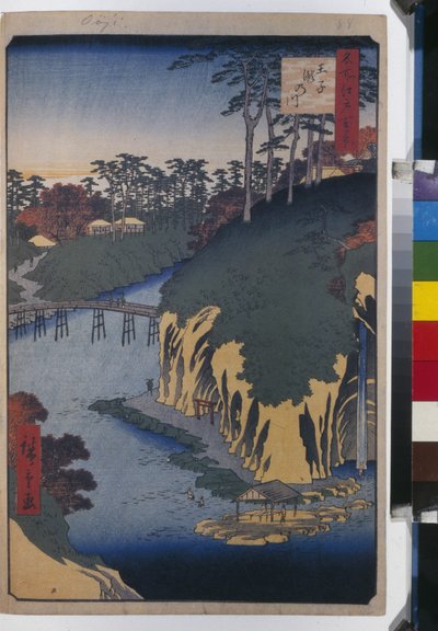 Cien vistas famosas de Edo: El Takinogawa en Oji de Ando or Utagawa Hiroshige