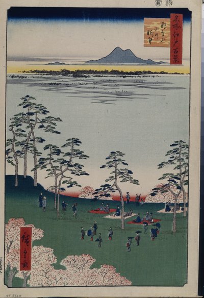 Cien vistas famosas de Edo: Vista al norte desde Asukayama de Ando or Utagawa Hiroshige