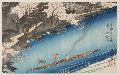 Cerezos en flor en Arashiyama de Ando or Utagawa Hiroshige