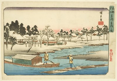 Clima despejado después de la nieve en Massaki (Massaki yukibare no zu) (grabado en madera a color) de Ando or Utagawa Hiroshige