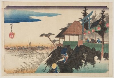 Pendiente este en el santuario Kanda Myōjin de Ando or Utagawa Hiroshige