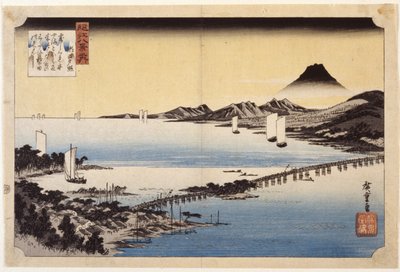 Evening Glow At Seta (impresión xilográfica en color) de Ando or Utagawa Hiroshige