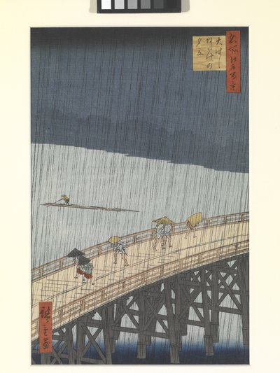 Lluvia vespertina en el Gran Puente y Atake (xilografía en color) de Ando or Utagawa Hiroshige