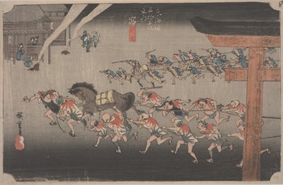 Festival en el Santuario Atsuta de Ando or Utagawa Hiroshige
