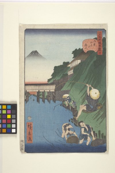 Pescadores en Ochanomizu (Ochanomizu No Tsuribito) (xilografía en color) de Ando or Utagawa Hiroshige