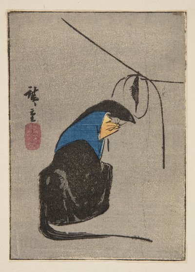 Zorro en Tsurigitsune, recortado de una hoja harimaze sin título de Ando or Utagawa Hiroshige