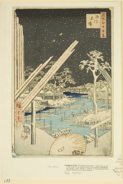 Aserraderos de Fukagawa (Fukagawa Kiba) de Ando or Utagawa Hiroshige