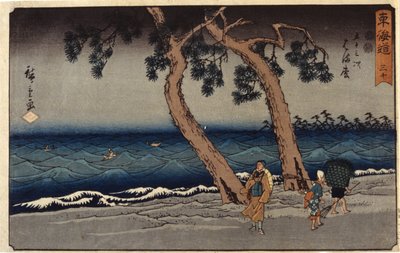 Estación de Hamamatsu (xilografía en color) de Ando or Utagawa Hiroshige