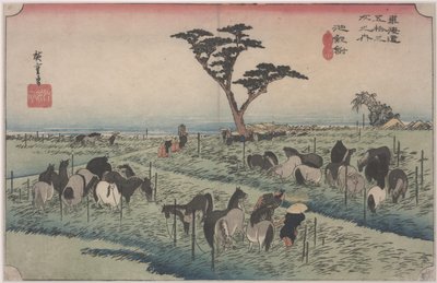 Feria de caballos a principios de verano de Ando or Utagawa Hiroshige