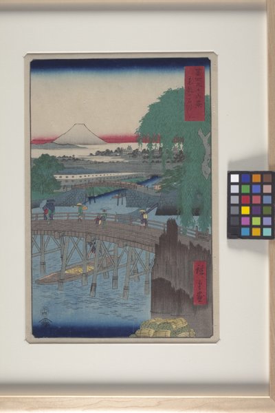 Puente de Ichikoku en la capital oriental (T?to: Ichikoku Bashi) (xilografía en color) de Ando or Utagawa Hiroshige