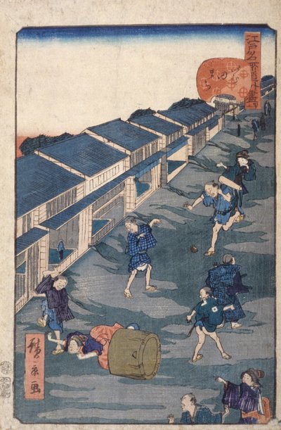 Imuta [42] (xilografía en color) de Ando or Utagawa Hiroshige