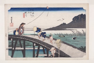 Kakegawa: Vista de la Montaña Akiba de Ando or Utagawa Hiroshige