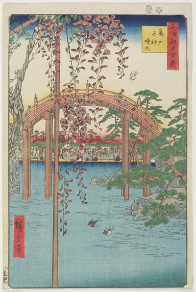 Santuario Kameido Tenjin, julio de 1856 de Ando or Utagawa Hiroshige