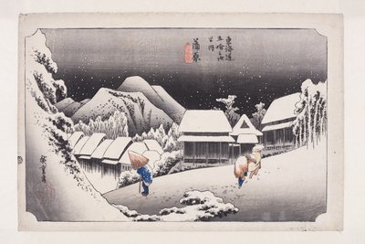 Kanbara: Nieve nocturna (Kanbara, yoru no yuki) de Ando or Utagawa Hiroshige